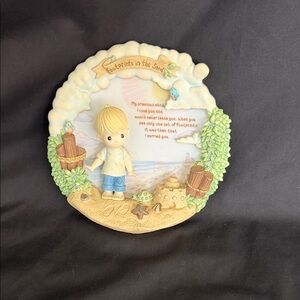 Precious Moments Footprints in the Sand Plaque - Blue and Green